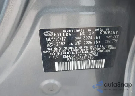 2018 Hyundai Elantra Sel z USA, uszkodzony, nr VIN KMHD84LF7JU476754